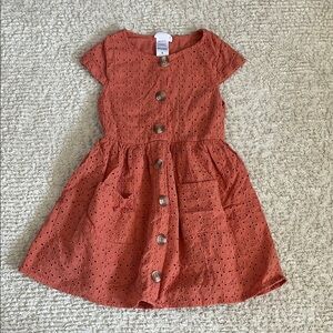 Little Lass Terracotta Button-Front Dress